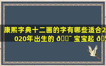 康熙字典十二画的字有哪些适合2020年出生的 🐯 宝宝起 🦈 名